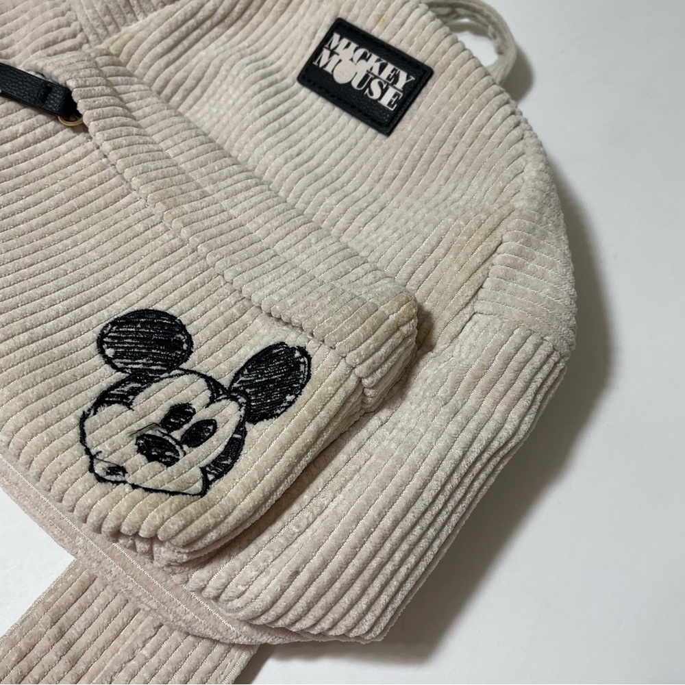 Cream and Black Mini Backpack with Textured Fabric - Picture 13 of 15